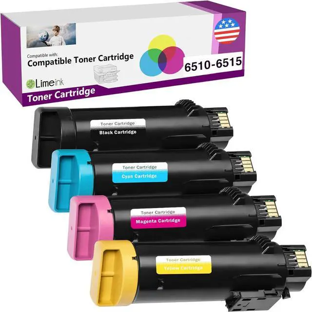 Main image of Limeink 4 Pack Compatible High Yield Laser Toner Replacement Cartridges for Xerox Phaser 6510 Workcentre 6515 Printer 6515/dn 6515/dni 6510/dn dni (1 Black, 1 Cyan, 1 Magenta, 1 Yellow) - New Chip