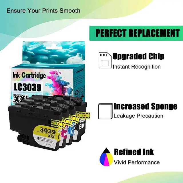 Alt view image 5 of 7 - JENKEM Replacement LC3039 Ink Cartridge Compatible for Brother LC3039 LC3037 LC3039XXL Ink Cartridges Work for MFC-J5845DW MFC-J5945DW MFC-J6545DW MFC-J6945DW Printers Combo Pack