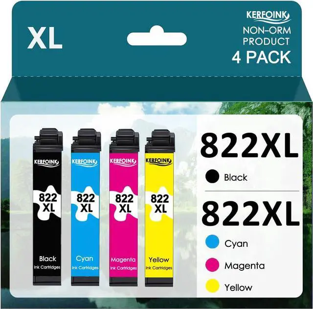 Main image of 822XL Ink Cartridge Replacement  822 Ink Cartridges 822 XL T822XL for Workforce Pro WF-3820 WF-4820 WF-4830 WF-4833 Printer (1 Black,1 Cyan,1 Magenta,1 Yellow)