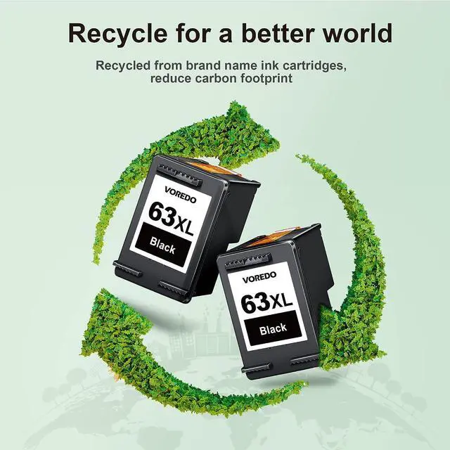 Alt view image 6 of 7 - 63XL Black Ink Cartridge (2-Pack), Replacement  Ink 63 63XL Black Ink Cartridge  OfficeJet 3830 4650 4655 5200 5255 Envy 4520 4510 4512 5260 DeskJet 1112 3633 3639 F6U62AN,Remanufactured