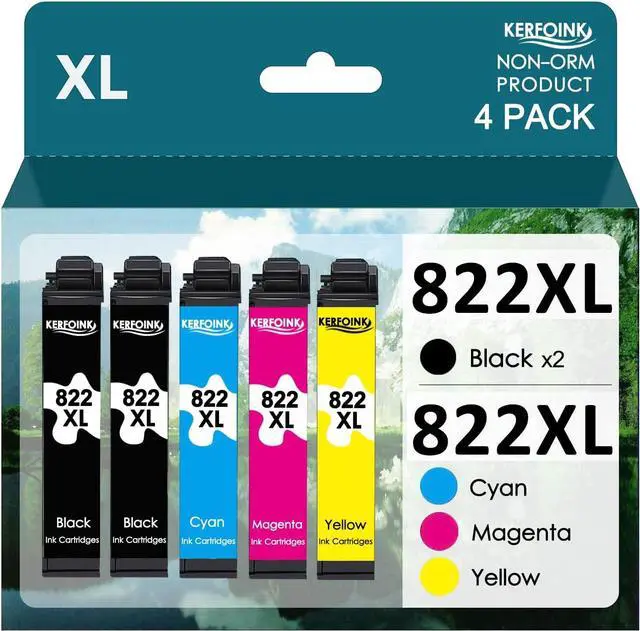 Main image of 822XL Ink Cartridge Replacement 822 Ink Cartridges 822 XL T822XL for Workforce Pro WF-3820 WF-4820 WF-4830 WF-4833 Printer (2 Black 1 Cyan 1 Magenta 1 Yellow, 5 Pack)