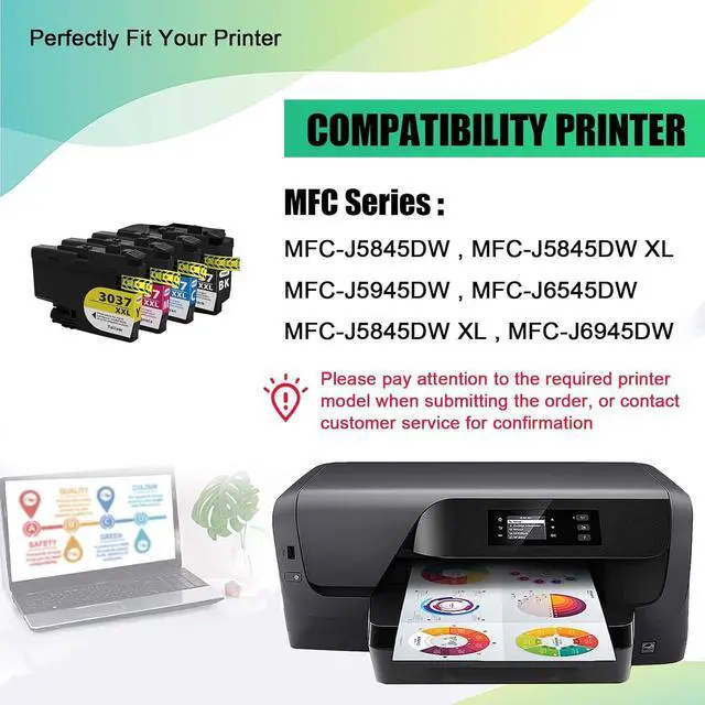 Alt view image 2 of 7 - HOBLER Replacement LC3037 Ink Cartridge Compatible for Brother LC3037 LC3037XXL Ink Cartridges Work for MFC-J6945DW MFC-J5845DW XL MFC-J5945DW MFC-J6545DW XL Printers Combo Pack