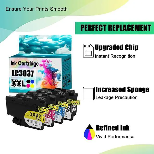 Alt view image 5 of 7 - HOBLER Replacement LC3037 Ink Cartridge Compatible for Brother LC3037 LC3037XXL Ink Cartridges Work for MFC-J6945DW MFC-J5845DW XL MFC-J5945DW MFC-J6545DW XL Printers Combo Pack