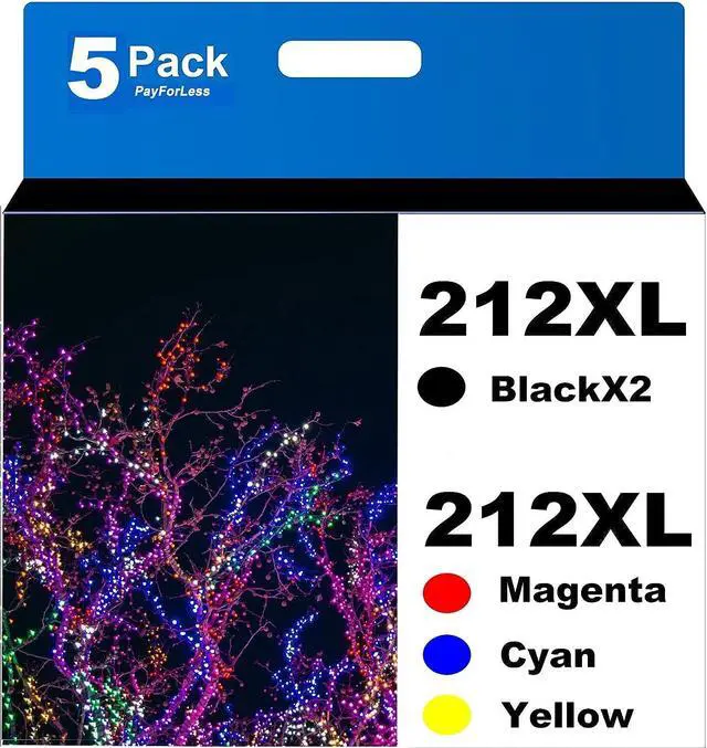 Main image of 212XL Ink Cartridges  212XL T212XL 212 XL for Expression Home Epson XP-4100 Epson XP-4105 Workforce WF-2830 WF-2850 Printer 5pack(2 Black Cyan Magenta Yellow)
