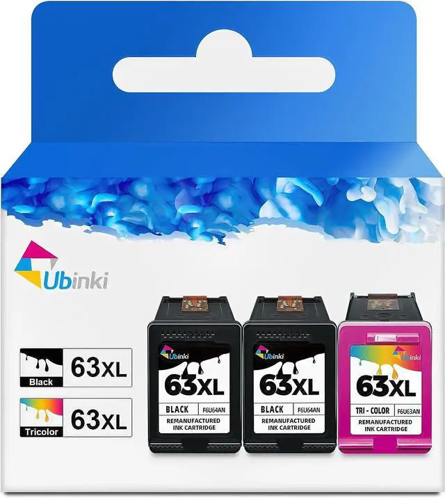 Main image of Ubinki 63XL Ink Cartridge Black Color Combo 3-Pack Replacement  63 HP63XL 63xl HP63xl Ink for OfficeJet 3830 4650 4655 5200 5255 5258 Envy 4520 4512 4516 DeskJet 1112 1110 3630 3632 3634 Printer