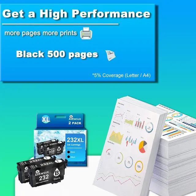 Alt view image 3 of 7 - 232XL Ink Cartridges Remanufactured Replacement  232 XL Black Ink Cartridges for XP-4200 XP-4205 WF-2930 WF-2950 Printer(2 Black 232XL Ink Cartridges)