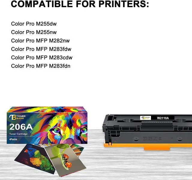 Alt view image 2 of 5 - Toner Bank Compatible 206A 206X Toner Cartridges Replacement  206A 206X  Color Pro M283fdw M255dw MFP M283cdw M282nw M283 M255 High Yield Printer Ink (Black Cyan Yellow Magenta, 4-Pack)