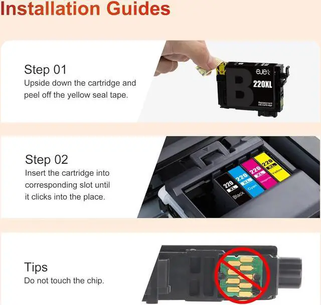 Alt view image 4 of 6 - T220 220XL Ink High Capacity Black & Color Cartridge ejet Remanufactured Replacement  220XL Ink Cartridges 220XL for WF-2760 WF-2750 WF-2650 XP-320 XP-420(2 Black, 2 Cyan, 2 Magenta, 2Yellow)