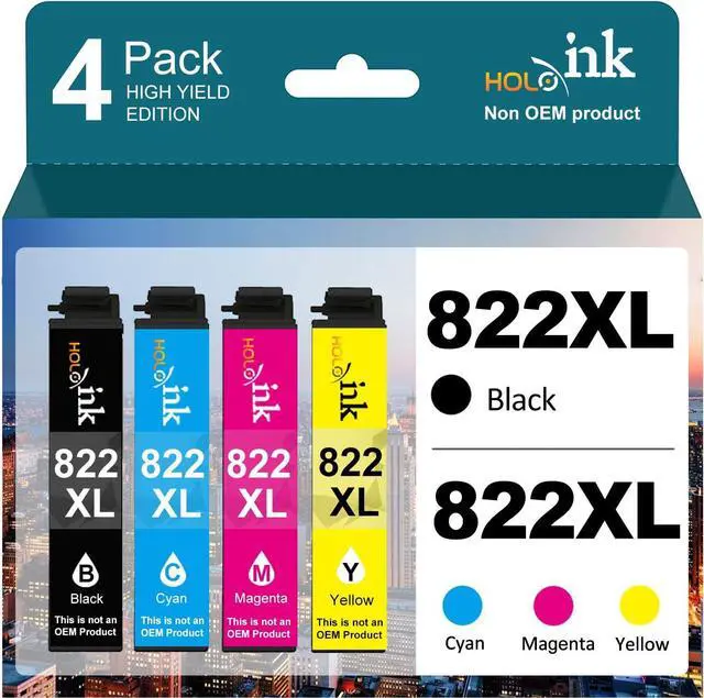 Main image of 822XL Ink Cartridges Remanufactured Replacement  822 822 XL T822 Ink Cartridges for Workforce Pro WF-4833 WF-3820 WF-4820 WF-4830 WF-4834 Printer (Black Cyan Magenta Yellow)
