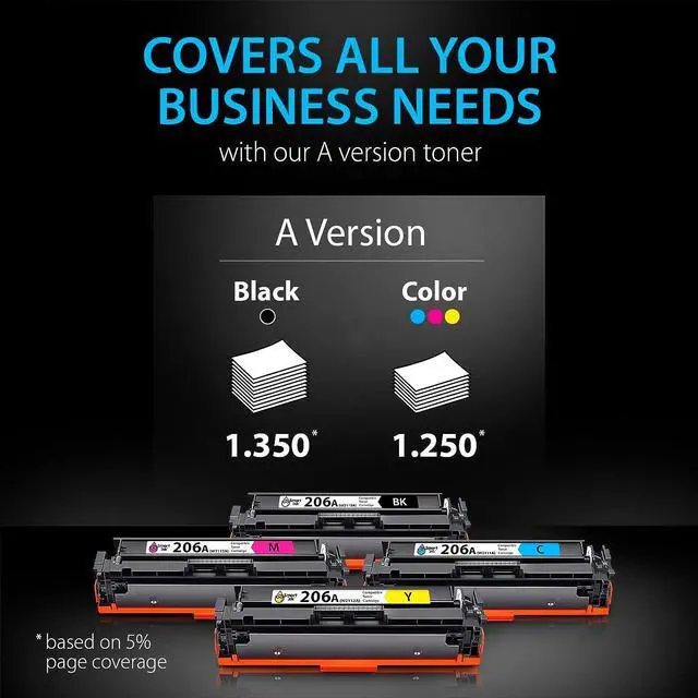 Alt view image 5 of 6 - Smart Ink Compatible Toner Cartridge Replacement  206A 206 A with Built-in Chip (4 Pack) to use with Color Laserjet Pro MFP M283fdw M283cdw Laserjet Pro M255dw M255nw (Black Cyan Magenta Yellow)