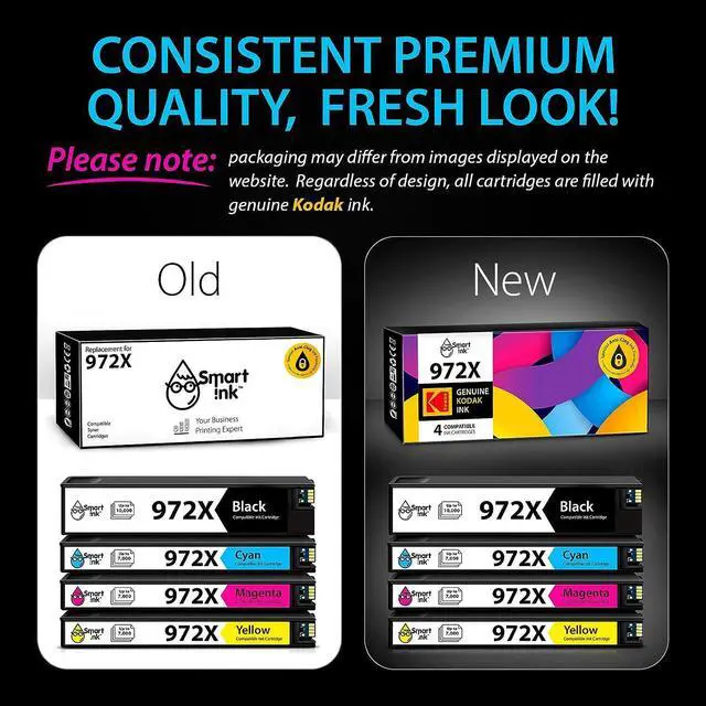 Alt view image 2 of 7 - Smart Ink Compatible Ink Cartridge Replacement  972X 972 X (4 Pack Combo) to use with PageWide Pro 477dw 577dw 452dw 477dn 452dn 577z 552dw P55250dw Printers (Black & Cyan Magenta Yellow)