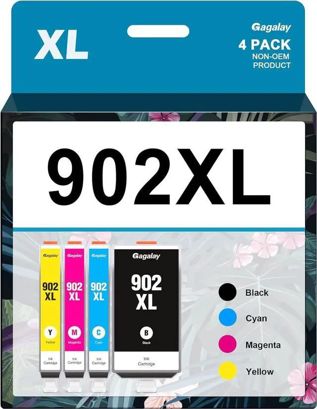 Main image of 902xl Ink Cartridges Combo Pack Replacement  Ink 902XL 902 XL Black and Color Combo Pack Work  Officejet Pro 6978 Ink Cartridges Use with Officejet 6958 6970 6968 6960 6962 Printers,4 Pack