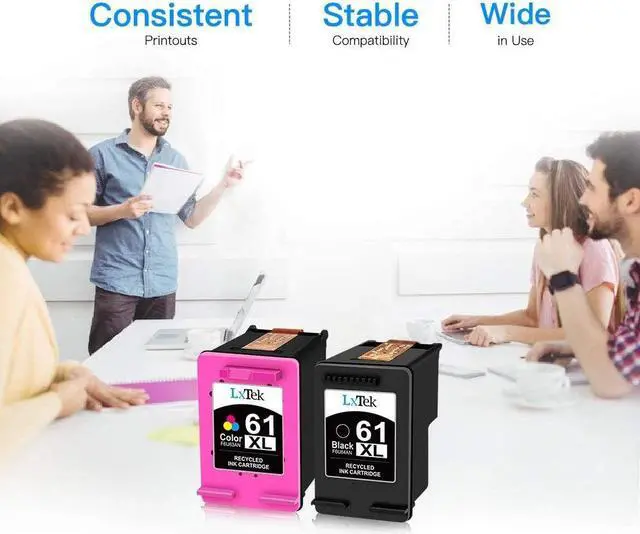 Alt view image 5 of 6 - LxTek Remanufactured Ink Cartridge Replacement  61XL 61 XL to Compatible with Envy 4500 5530 5535 Deskjet 2540 1010 Officejet 4632 4634, High Yield(1 Black,1 Tri-Color, 2 Pack)