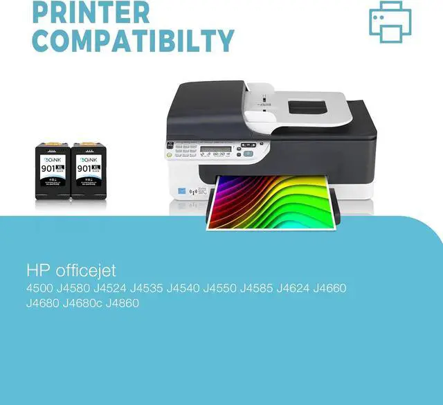 Alt view image 2 of 6 - 901 901xl 901 XL Black Ink Cartridge Replacement 901 Black Ink Cartridge Compatible with Officejet 4500 J4680 Printer High Yield (2 Black, 2 Pack)
