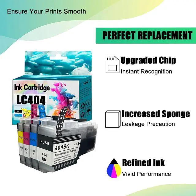 Alt view image 5 of 7 - JENKEM Replacement LC404 Ink Cartridge Compatible for Brother LC-404 LC 404 LC404BK Ink Cartridges Work for MFC-J1205W MFC-J1215W Printers Combo Pack