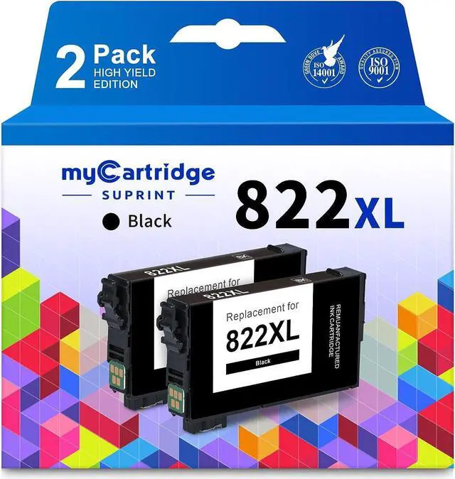 Main image of MYCARTRIDGE SUPRINT 822XL Black Ink Cartridge Combo Pack Remanufactured Ink Cartridge Replacement  822XL 822 XL T822 T822XL for Workforce Pro WF-3820 WF-4833 WF-4830 WF-4820 Printer 822XL