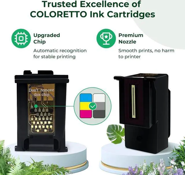 Alt view image 6 of 7 - COLORETTO 62XL Printer Ink Replacement  62 XL use with Envy 7640 5660 5540 5640 7645 Officejet 5740 200 250 258 Ink Cartridge Combo Pack (1 Black 1 Color)
