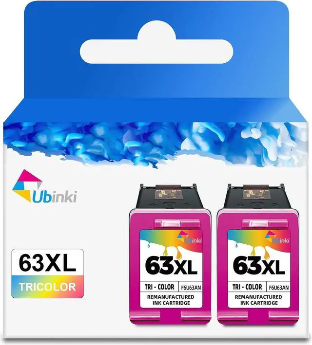 Main image of 63XL Color Ink Cartridge Replacement  Ink 63 HP63 XL HP63xl tri-Color to OfficeJet 3830 4650 4655 5200 5255 5258 Envy 4520 4512 DeskJet 1112 1110 3630 3632 3634 2132 Printer(2-Pack Tricolor)