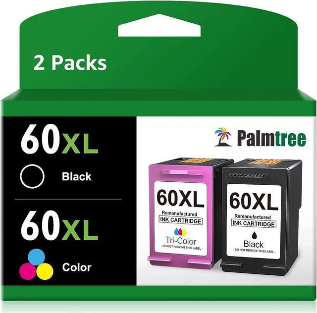 Main image of 60XL Ink Cartridge Remanufactured  60 Ink Cartridge Combo Pack Color and Black  60XL use with PhotoSmart D110a C4680 C4780 C4795 DeskJet F4440 F4480 ENVY 100 110 120 (1 Black, 1 Tri-Color)