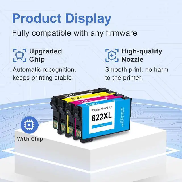 Alt view image 4 of 5 - MYCARTRIDGE SUPRINT 822XL Printer Ink Remanufactured Ink Cartridge Replacement 822XL 822 XL T-822 for Workforce Pro WF-4833 WF-3820 WF-4820 WF-4830 WF-4834 Black Color Combo Pack 822XL