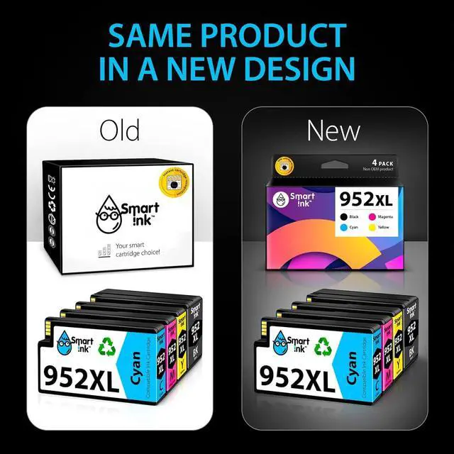 Alt view image 2 of 7 - Smart Ink Compatible Ink Cartridge Replacement  952XL 952 XL (4 Combo Pack) to use with OfficeJet Pro 8710 8720 7740 8210 8715 7720 8702 8725 8740 8730 8700 8200 (Black, Cyan, Magenta, Yellow)