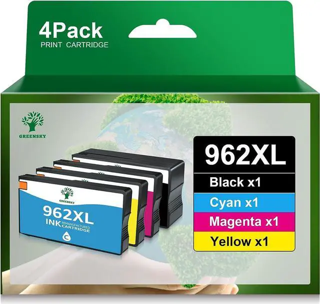 Main image of GREENSKY Remanufactured Ink Cartridge Replacement 962XL 962 XL High Yield OfficeJet Pro 9010 9015 9025 9018 9020 9012 9019 9016 9014 9027 9029 9026 9022 9028 Printer Ink (4 Combo Pack)