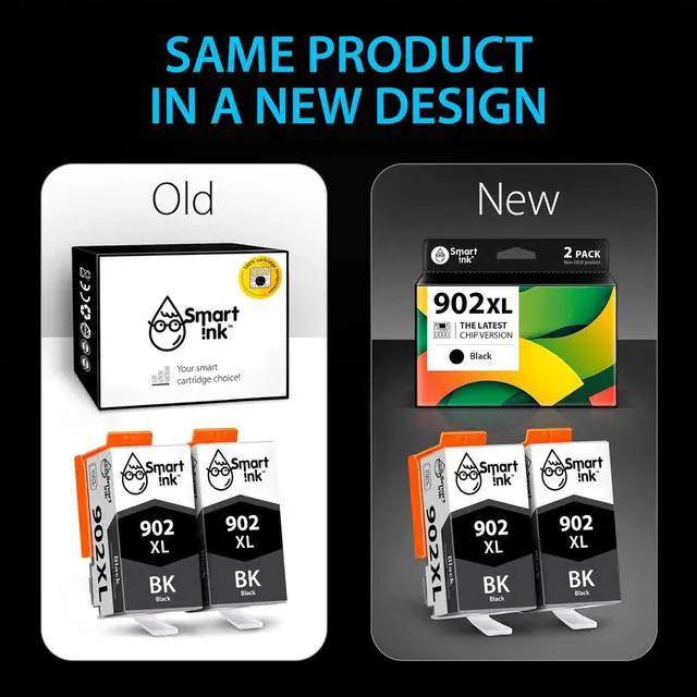 Alt view image 4 of 7 - Smart Ink Compatible Ink Cartridge Replacement  902XL 902 XL (2 Black, Combo Pack) to use with OfficeJet Pro 6978 6968 6970 6975 6960 Officejet 6962 6958 6950 6954 6951 6956 6961 6963 6964 6966