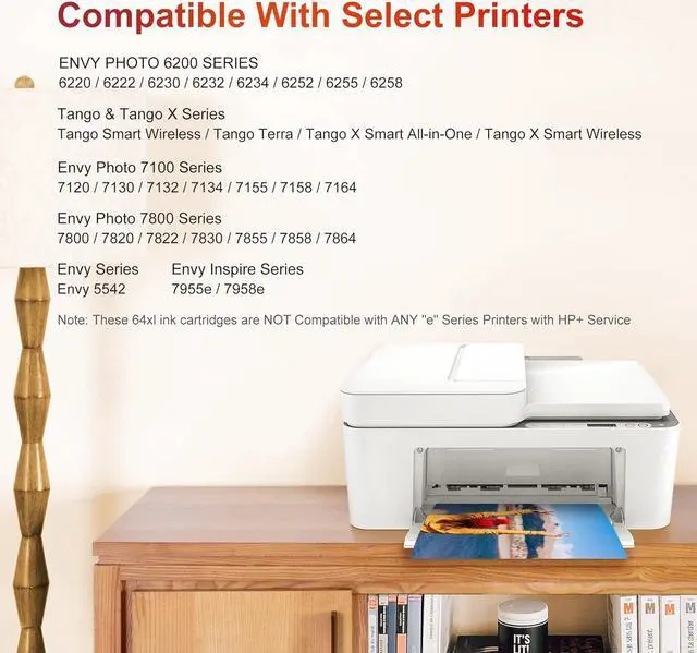 Alt view image 2 of 6 - 64XL Ink Cartridges Combo Pack Remanufactured Replacement  Ink 64 64XL Ink Cartridge  Printers Envy 7855 7858 7855 7100 7155 6255 7120 7155 7255e 7950e 7955e Tango X (1 Black, 1 Tri-Color)