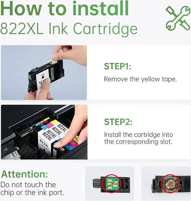 Alt view image 6 of 7 - LEMERO 822XL Ink Cartridges Combo Pack Remanufactured Replacement  822XL 822 for Workforce Pro WF-3820 WF-4830 WF-4833 WF-4820 (4 Pack Black Cyan Magenta Yellow, Ink 822)