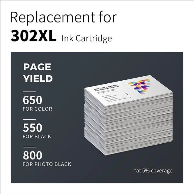 Alt view image 3 of 7 - LemeroUexpect Remanufactured Ink Cartridge Replacement  302XL Ink Combo Pack 302 XL T302XL for Expression Premium XP-6000 XP-6100 Printer (Black Photo Black Cyan Magenta Yellow, 5-Pack)