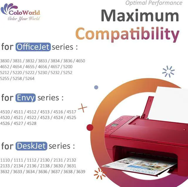 Alt view image 2 of 7 - ColoWorld Remanufactured Ink Cartridge Replacement  63XL 63 XL Combo Pack fit for Envy 4520 3634 OfficeJet 3830 5252 4650 5258 5255 DeskJet 3636 3630 1112 3637 Printer (1 Black 1 Color)