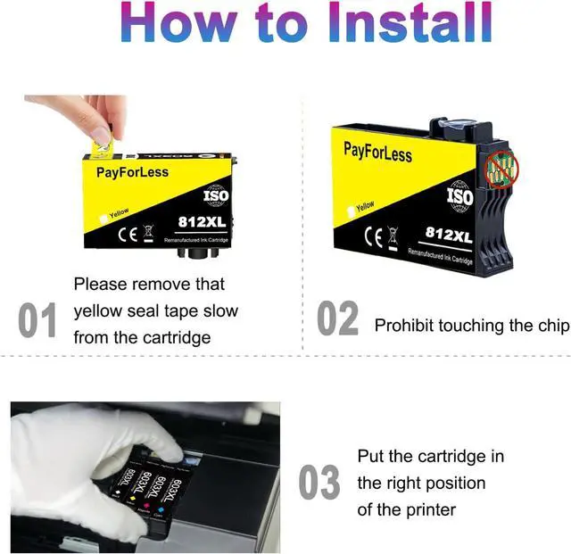 Alt view image 5 of 6 - 812XL Remanufactured  812XL Ink Cartridges Epson  812XL T812XL 812 XL  Workforce Pro WF-7840 WF-7820 WF-7310 EC-C7000 Printer (4 Pack,BCMY)