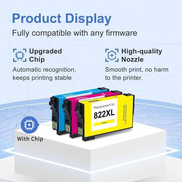Alt view image 4 of 7 - MYCARTRIDGE SUPRINT 822XL Ink Cartridge Remanufactured Ink Cartridge Replacement  822XL 822 XL T822 T822XL Combo Pack for Workforce Pro WF-3820 WF-4833 WF-4830 WF-4820 Printer Color 822