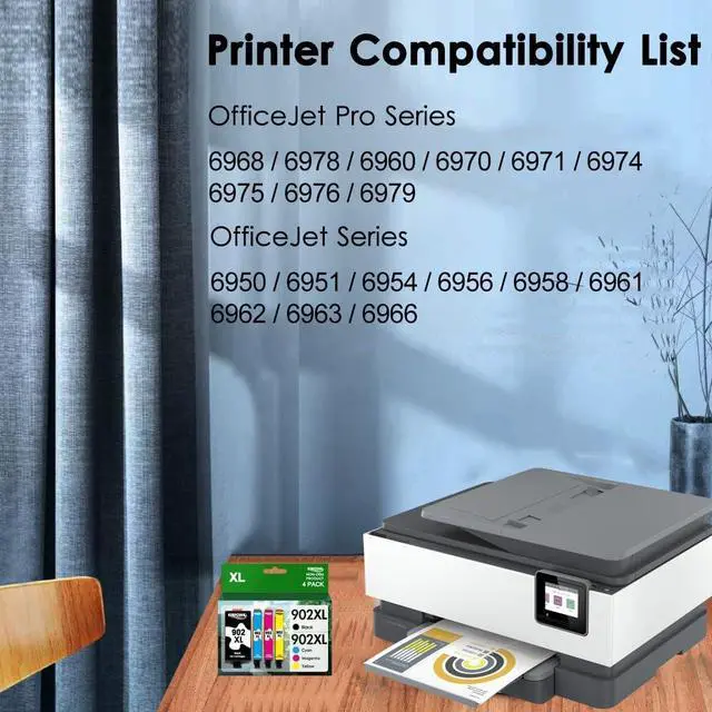 Alt view image 2 of 6 - 902XL Ink Cartridges Combo Pack Compatible  902 XL Ink Cartridges  Officejet Pro 6978 6960 6962 6968 6954 6958 6950 6951 6970 Printers (Black, Cyan, Magenta, Yellow, 4 Pack)