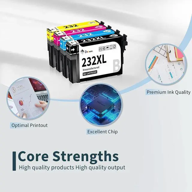 Alt view image 5 of 6 - OINKWERE 232XL Ink Cartridges Remanufactured Replacement 232 Ink Cartridges Combo Pack 232 XL T232XL Compatible for XP-4200 XP-4205 WF-2930 WF-2950 Printer (4 Pack)