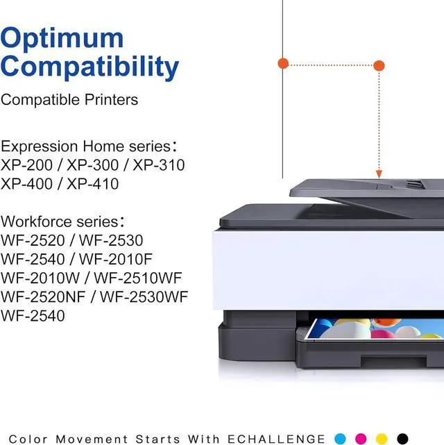 Alt view image 5 of 5 - ECHALLENGE Remanufactured Ink Replacement  200XL 200 XL Ink cartridges to Use with XP-200 XP-300 XP-310 XP-400 XP-410 WF-2520 WF-2530 WF-2540 (1 Black, 1 Cyan, 1 Magenta, 1 Yellow) 4 Pack