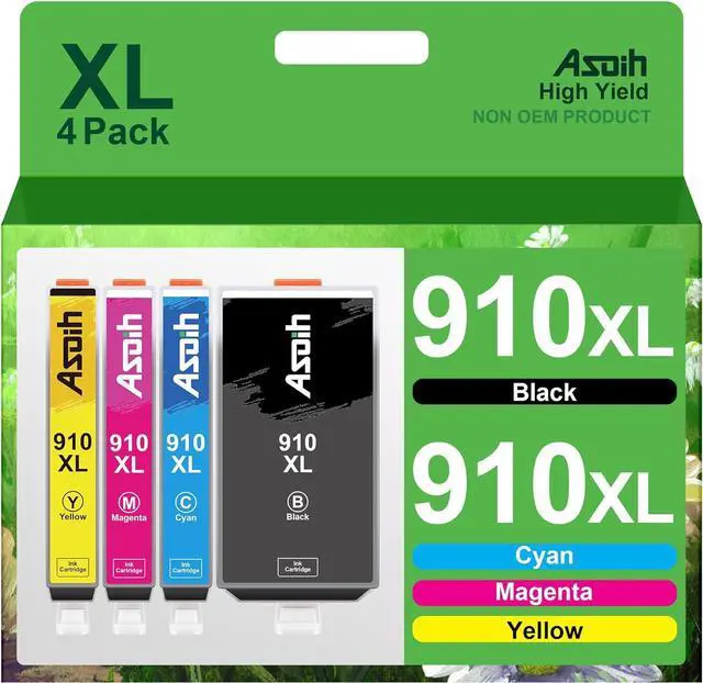 Main image of 910XL Ink Cartridges  Officejet Pro 8020 8025 Replacement  910XL Work  officejet pro 8020, 8025, 8035, 8028, 8022 Printer (HP 910 XL Ink Cartridges Combo Pack,4-Pack)