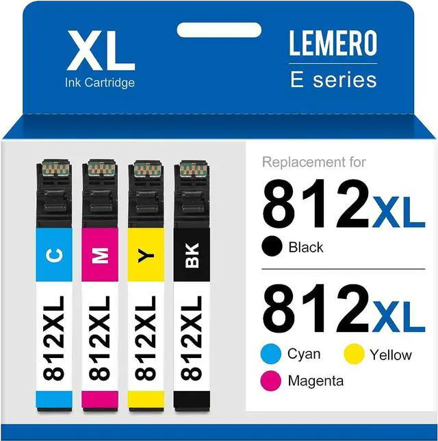 Main image of LEMERO Remanufactured 812XL Ink Cartridges Combo Pack Replacement  812XL Ink Cartridges 812 XL T812XL for Workforce Pro WF-7840, WF-7820, WF-7310, EC-C7000 Printer (BK/C/M/Y, 4-Pack)