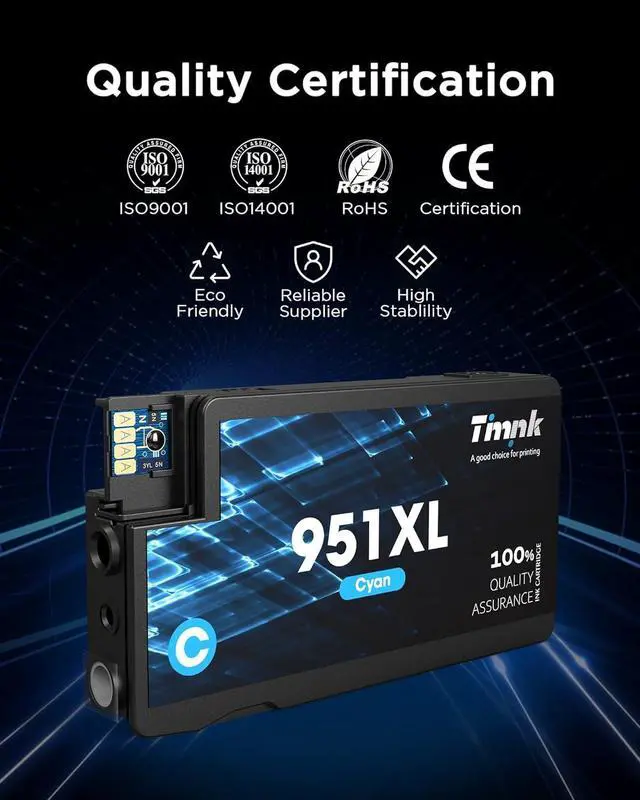 Alt view image 6 of 7 - 5-Pack Larger Capacity 950XL 951XL Ink Cartridges Combo Pack, Replacement 950 951 XL Ink Cartridges, High Page Yield, Works with OfficeJet Pro 8600 8610 8620 8625 Printer (2BK/1C/1M/1Y)