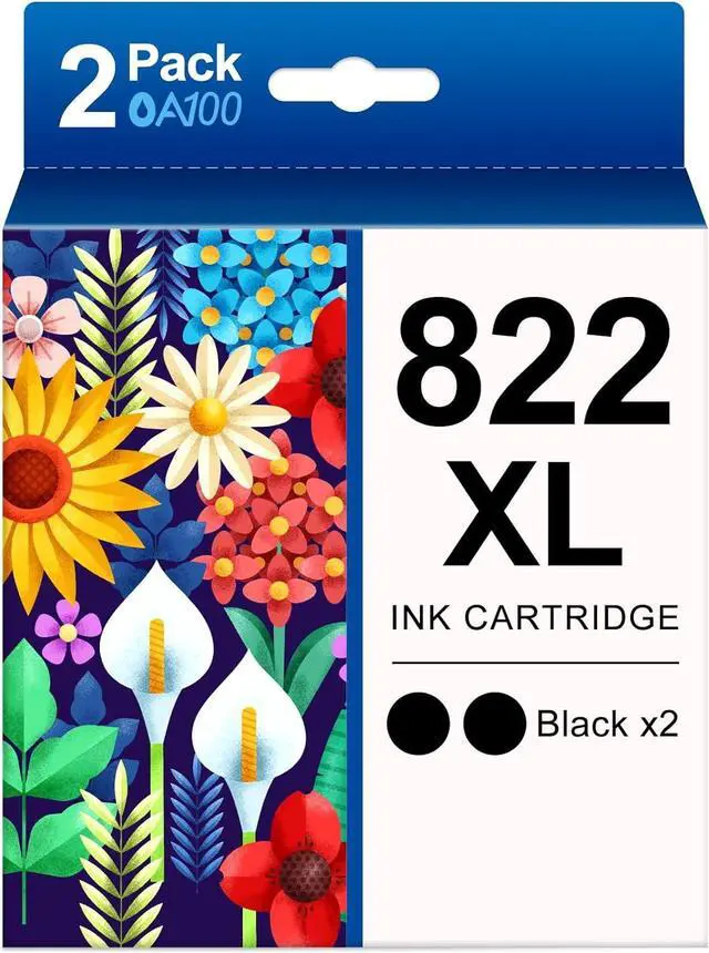 Main image of 822XL Black 822 XL Ink Cartridges Remanufactured Replacement  822XL Ink Cartridges 822 XL Black for Workforce Pro WF-3820 WF-4830 WF-4820 WF-4833 WF-4834 (822XL Black 2 Pack)
