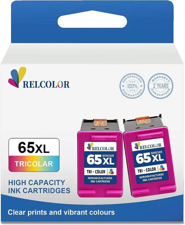 Main image of Relcolor Replacement  Ink Cartridge for 65 65XL HP65 XL Color Combo for Envy 5000 5055 5052 5014 DeskJet 3755 3700 3772 3752 2622 2652 2600 Printer,HP65XL