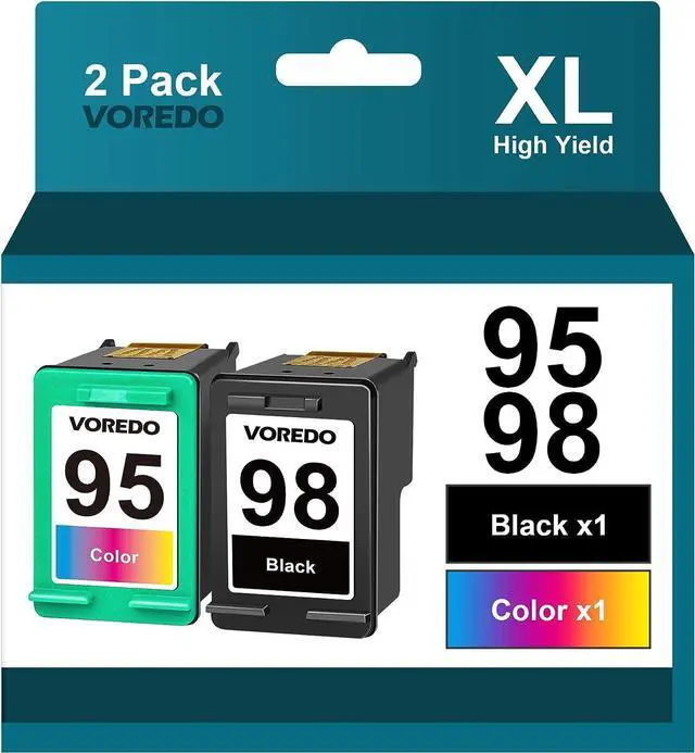 Main image of 98 95 Ink Cartridges Combo Pack Remanufactured Ink  98 95 Work with Officejet 150 100 6310 H470, PhotoSmart 8050 C4180 C4150 D5160, Deskjet 460 5940 (Black, Tri-Color,2 Pack)