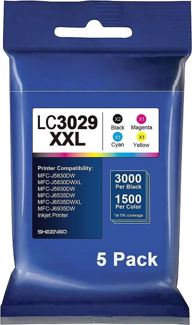 Main image of LC3029 XXL 5PKS Super High Yield Compatible Ink Cartridges  LC3029 Ink Cartridges for MFC-J6535DW MFC-J6935DW MFC-J5830DW Printer (5 Pack)