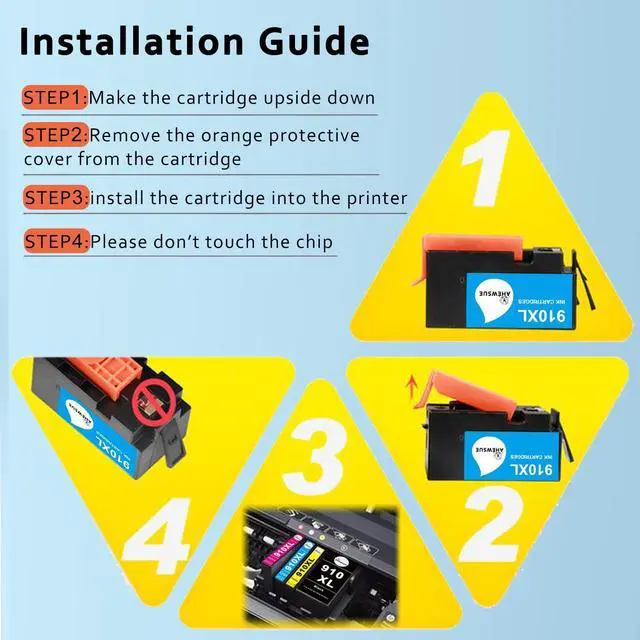 Alt view image 4 of 7 - 910XL Ink Cartridges Combo Pack Replacement  910 XL Ink Compatible with OfficeJet Pro 8020 8025 8028 8035 8030 8010 8015 8018 8022 Printer (Black Cyan Magenta Yellow- 4 Pack)