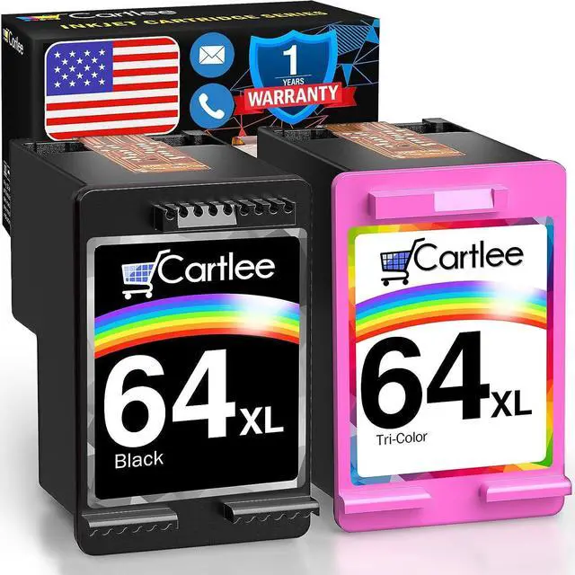 Main image of Cartlee Remanufactured Ink Cartridge Replacement  64 XL 64XL for Envy Photo 6252 6255 6258 7120 7158 7155 7164 7800 7855 7858 7864 Inkjet Printers Pack Combo (1 Black, 1 Tri Color)