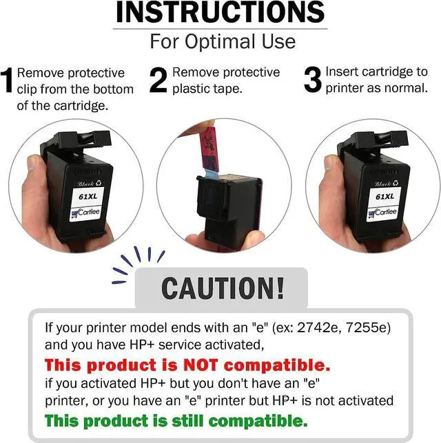 Alt view image 3 of 7 - Cartlee Remanufactured Ink Cartridge Replacement  64 XL 64XL for Envy Photo 6252 6255 6258 7120 7158 7155 7164 7800 7855 7858 7864 Inkjet Printers Pack Combo (1 Black, 1 Tri Color)