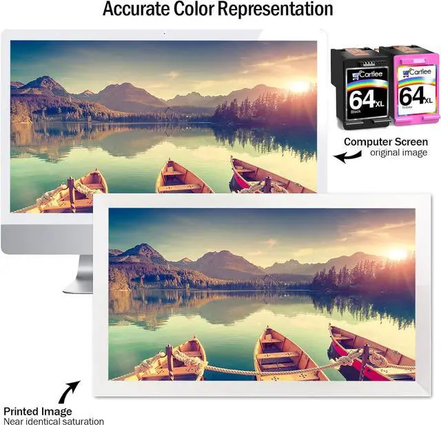 Alt view image 5 of 7 - Cartlee Remanufactured Ink Cartridge Replacement  64 XL 64XL for Envy Photo 6252 6255 6258 7120 7158 7155 7164 7800 7855 7858 7864 Inkjet Printers Pack Combo (1 Black, 1 Tri Color)