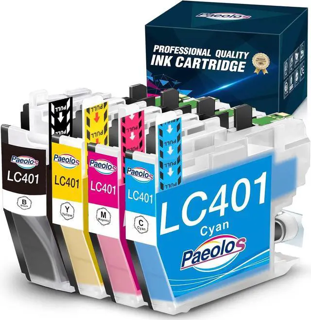 Paeolos Compatible LC401 Ink Cartridge Replacement  LC401 LC401XL LC401 XL Use with Brother MFC-J1010DW MFC-J1012DW MFC-J1170DW Printer, 4 Packs (1 Black, 1 Cyan, 1 Magenta, 1 Yellow)