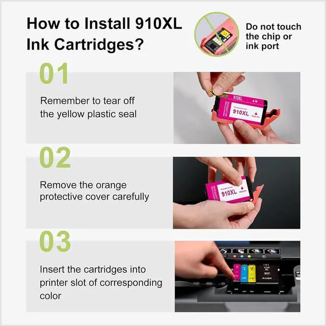 Alt view image 7 of 7 - 910XL Ink Cartridges Combo Pack Printers Remanufactured Ink Cartridge Replacement 910 XL Ink for OfficeJet Pro 8020 8022 8025 8028 8034 8035 (4 Pack) HP910XL HP910