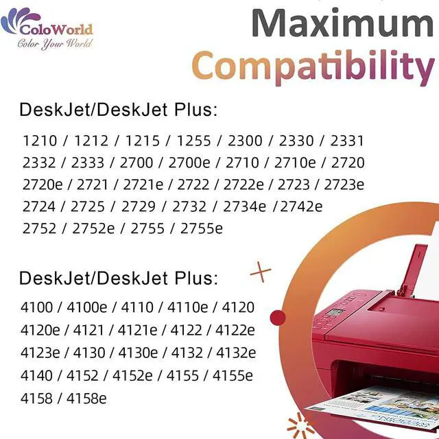 Alt view image 2 of 7 - ColoWorld  67XL Ink Cartridges Black/Color Combo Pack, 67XL  Printer Ink  Ink 67 67, Compatible for DeskJet 4155e 2755e 2700 4100 2752e Envy 6000 6055e 6400 6455e 6458e Printer